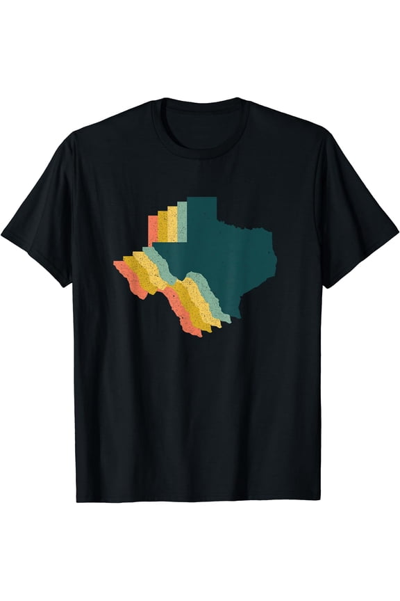 Vintage 80s Western State Native Texan Pride Retro Texas Map T-Shirt