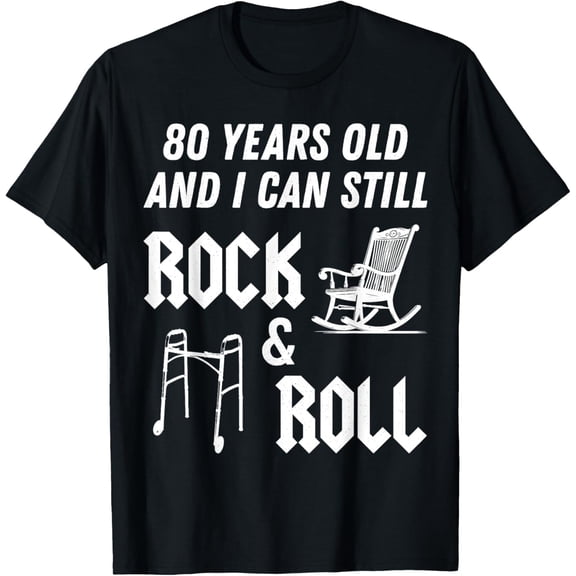 Vintage 80th Birthday Decorations Men Gag Funny 80 Birthday T-ShirtMen and women, Black T-shirt, size: Extra large