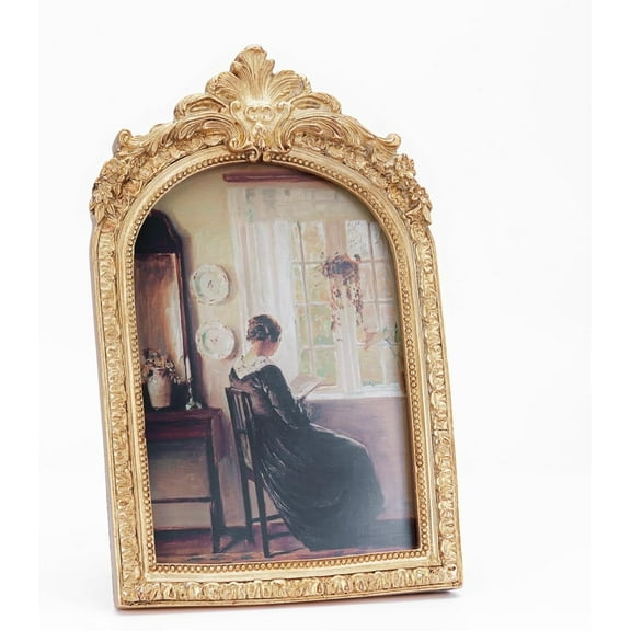 Vintage 8x10 Picture Photo Frame Antique OrnateTable Top and Wall Mounting with High Definition Glass Front for Home Decor, Photo Gallery, Art,Bronze Gold (8x10)