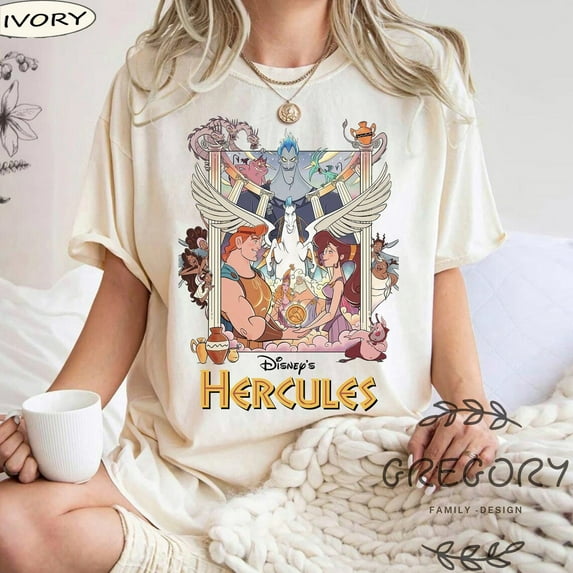 Vintage 90's Disney Hercules Comfort Colors T-Shirt, Retro Hercules 1997 Tee, Magic Kingdom Shirt, Disneyworld Family Tee,Ivory color,size XL