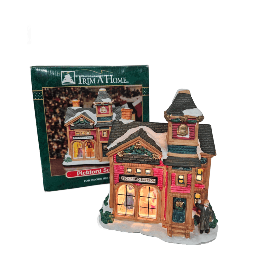 Vintage 90's Trim A Home Christmas Village PICKFORD SCHOOL Porcelain