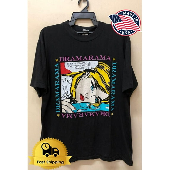 Vintage 90S Dramarama Us Tour 1990 Cotton Black T-Shirt S-5XL KJ8765