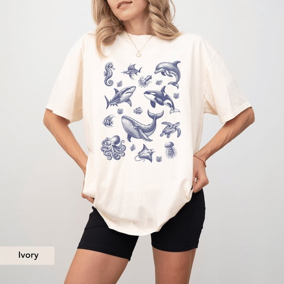 Vintage 90S Ocean Shirt, Retro Ocean Nature Shirt, Sealife, Ocean, Whale, Orca, Turtle, Dolphin Shirt, Unisex Tee, Ocean Inspired Style Sweatshirt All Size S-5XL