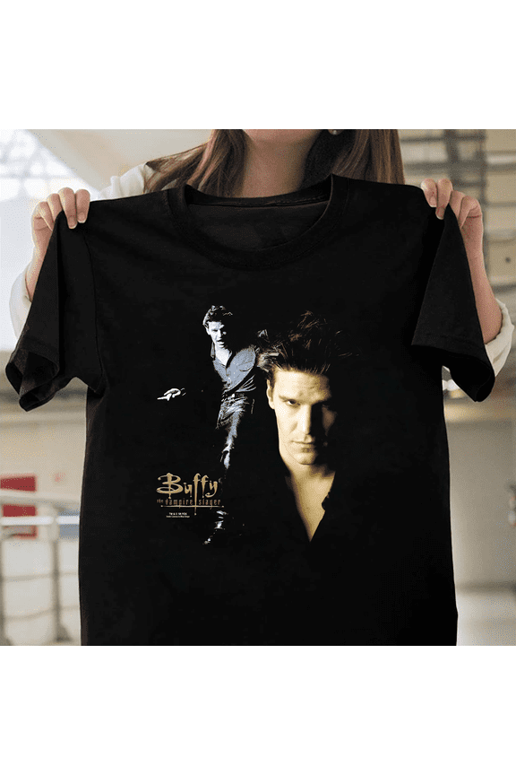 Vintage 90s 1998 Buffy Vampire Slayer Angel TV Show Horror Drama Fan Art V50498 Unisex T-Shirt, Size Up to 5XL