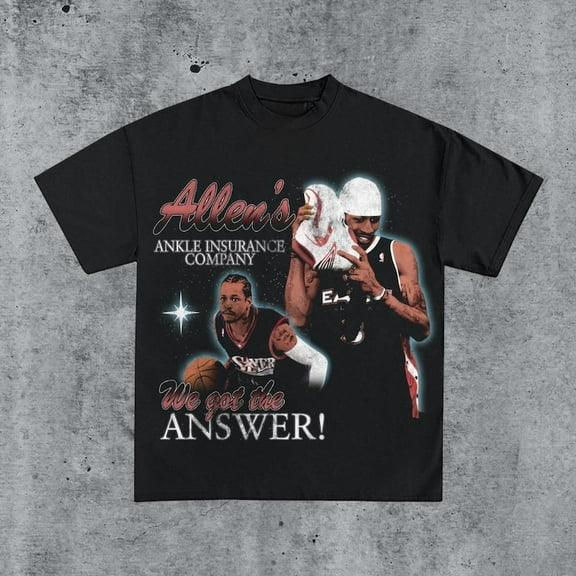 Vintage 90s Allen Iverson Ankle Insurance Graphic Shirt Retro Classic Graphic Tee Bootleg Bestseller Unisex Sport Gift
