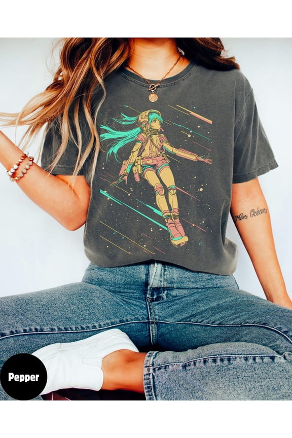 Vintage 90s Anime Shirt Japanese Horror Aesthetic Grunge Streetwear Alt Clothing Space Theme Design Comfort Colors Unisex Cotton T-Shirt, Size S-3XL