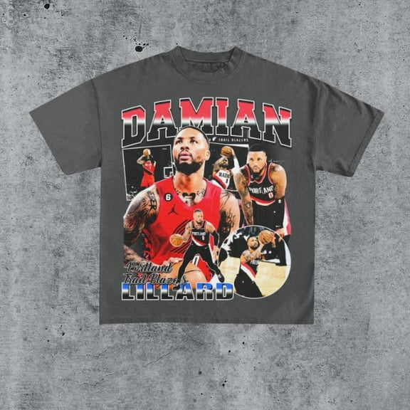 Vintage 90s DAMIAN LILLARD Shirt Retro Classic Graphic Tee Bootleg Bestseller Unisex Sport Gift