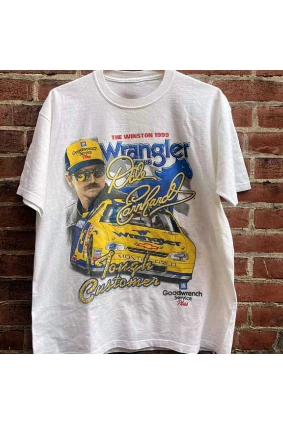 Vintage 90s Dale Earnhardt Wrangler NASCAR Racing T-Shirt Unisex Fan Gift S-5XL ,White Color,Size 2XL