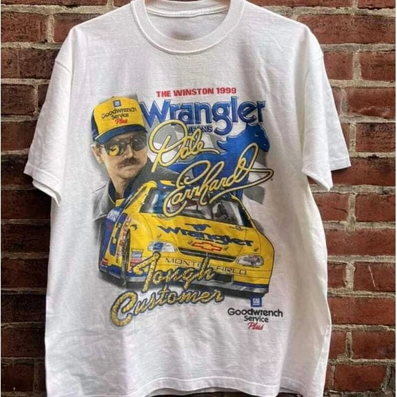 Vintage 90s Dale Earnhardt Wrangler NASCAR Racing T-Shirt Unisex Fan Gift S-5XL ,White Color,Size L