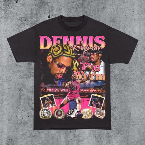 Vintage 90s Dennis Rodman x Trenton Shirt Retro Classic Graphic Tee Bootleg Bestseller Unisex Sport Gift