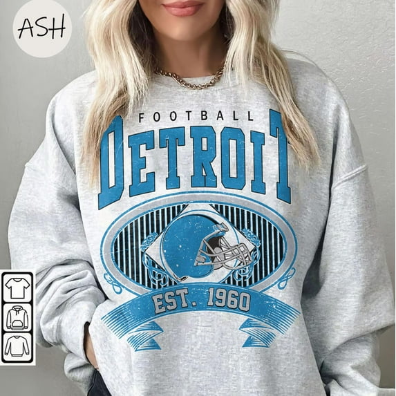Vintage 90s Detroit Football Sweatshirt Vintage Style Detroit Sweater Sunday Football,Ash Color,Size M