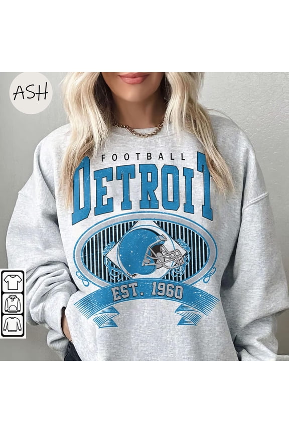 Vintage 90s Detroit Football Sweatshirt Vintage Style Detroit Sweater Sunday Football