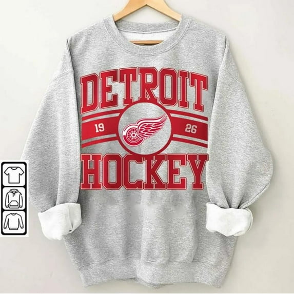 Vintage 90s Detroit Hockey Sweatshirt, Red Wings Shirt, Red Wings Hockey Fan Shirt, Retro Detroit Ice Hockey Tee ,Sport Grey Color,Size 3XL