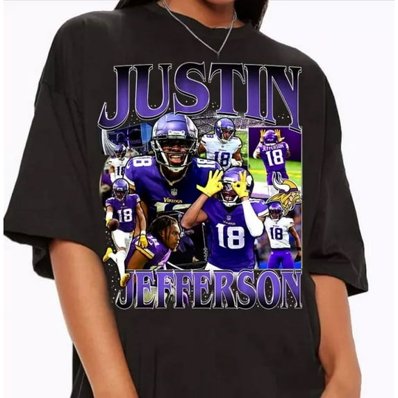 Vintage 90s Graphic Justin Jefferson T-Shirt Unisex Retro American Football