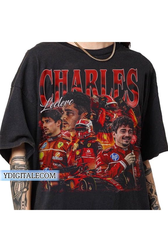 Vintage 90s Graphic Style Charles Leclerc T-shirt, Charles Leclerc Ferrari T-shirt Gifts For Man and Women Unisex T-shirt