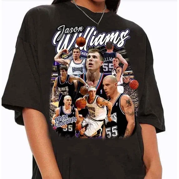 Vintage 90s Graphic Style Jason Williams TShirt - Retro American Basketball,Black Color,Size M