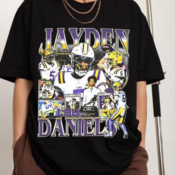 Vintage 90s Graphic Style Jayden Daniels T-Shirt, Jayden Daniels shirt, Vintage Oversized Sport Tee, Retro American Football Bootleg Gift