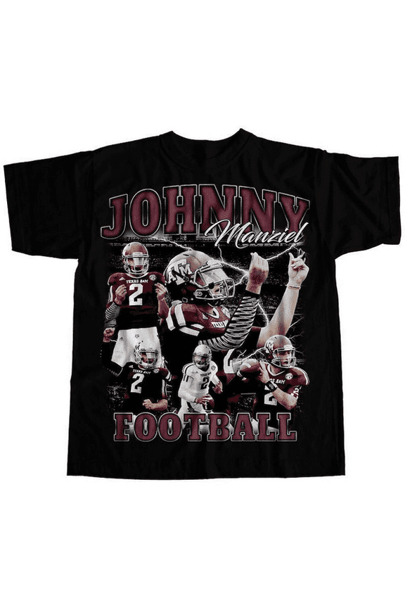 Vintage 90s Graphic Style Johnny Manziel T-Shirt ,Black Color,Size M
