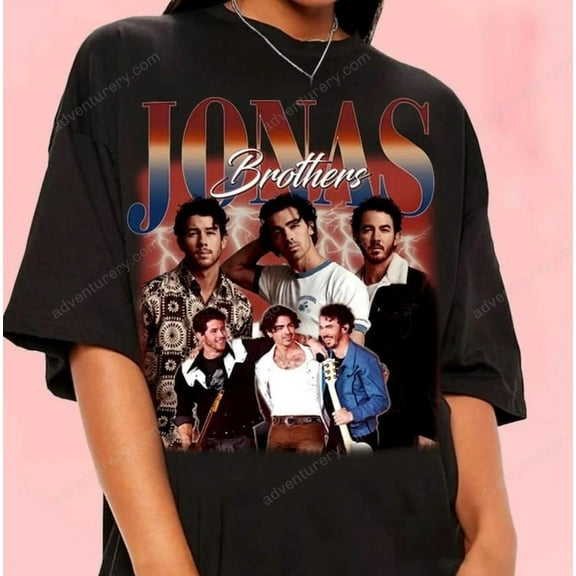 Vintage 90s Graphic Style Jonas Brothers Shirt,Black Color,Size XL