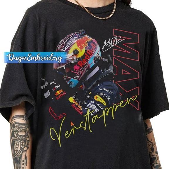 Vintage 90s Graphic Style Max Verstappen T-shirt, Red Bull Racing Gifts Shirt,Black Color,Size XL