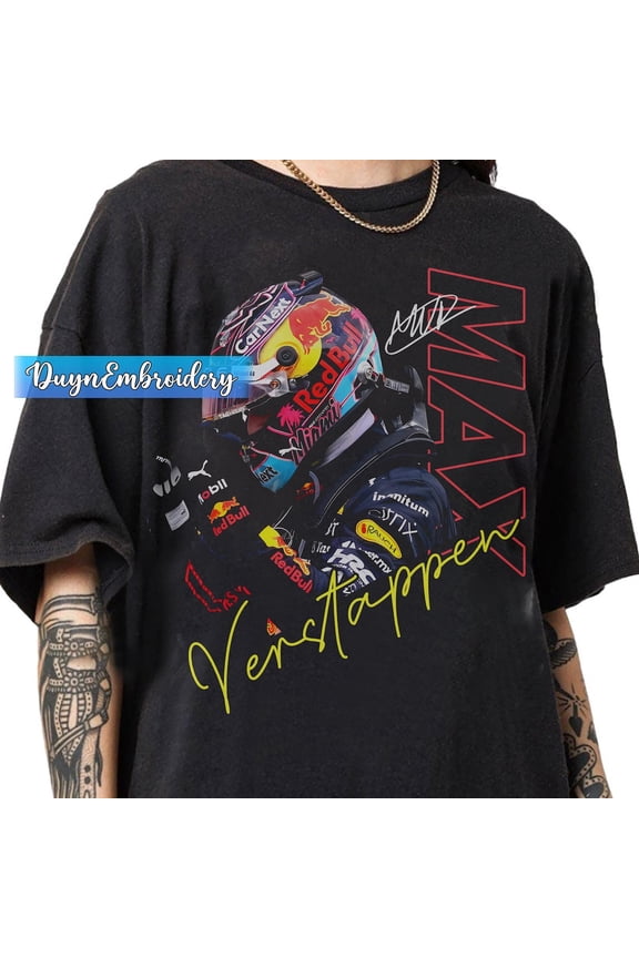 Vintage 90s Graphic Style Max Verstappen T-shirt, Red Bull Racing Gifts Shirt,Black Color,Size XL