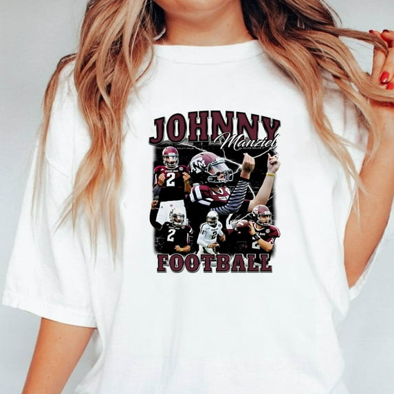 Vintage 90s Graphic Style The Johnny Manziel Football Fan Unisex T-Shirt, up to 5XL