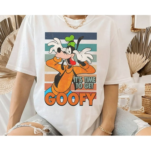 Vintage 90s It's Time To Get Goofy T-Shirt, Funny Disney shirt, Walt Disney World, Disneyland Family Trip Outfits Tee,White Color,Size L