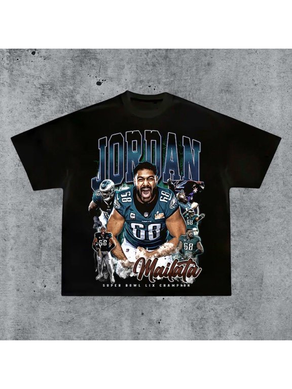 Vintage 90s Jordan Mailata Shirt Retro Classic Graphic Tee Bootleg Bestseller Unisex Sport Gift,Black Color,Size M