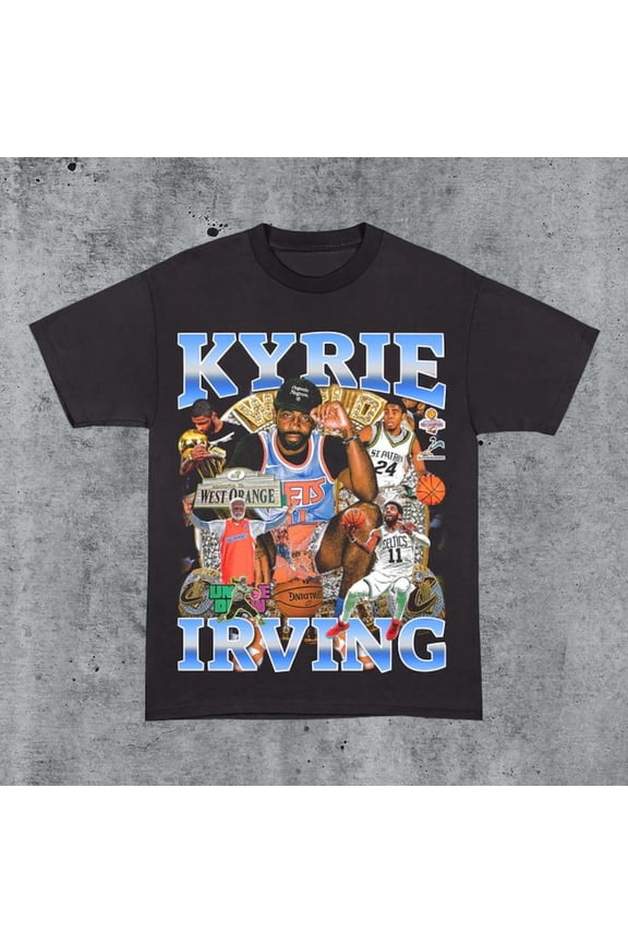 Vintage 90s Kyrie Irving x West Orange Shirt Retro Classic Graphic Tee Bootleg Bestseller Unisex Sport Gift,Black Color,Size L