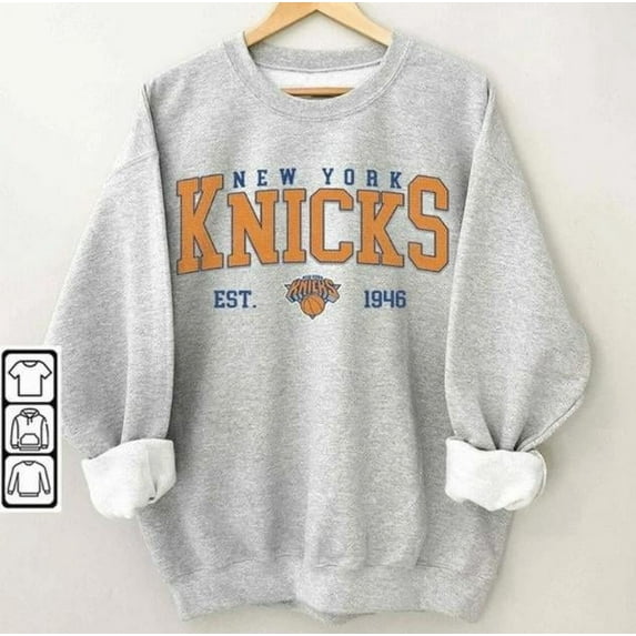 Vintage 90s New York Knicks . Crewneck Retro Basketball . for Women and Men. Classic Knicks NewChapterNSweater Unisex Comfort Sweatshirt, Color: Ash Grey, Size: XL