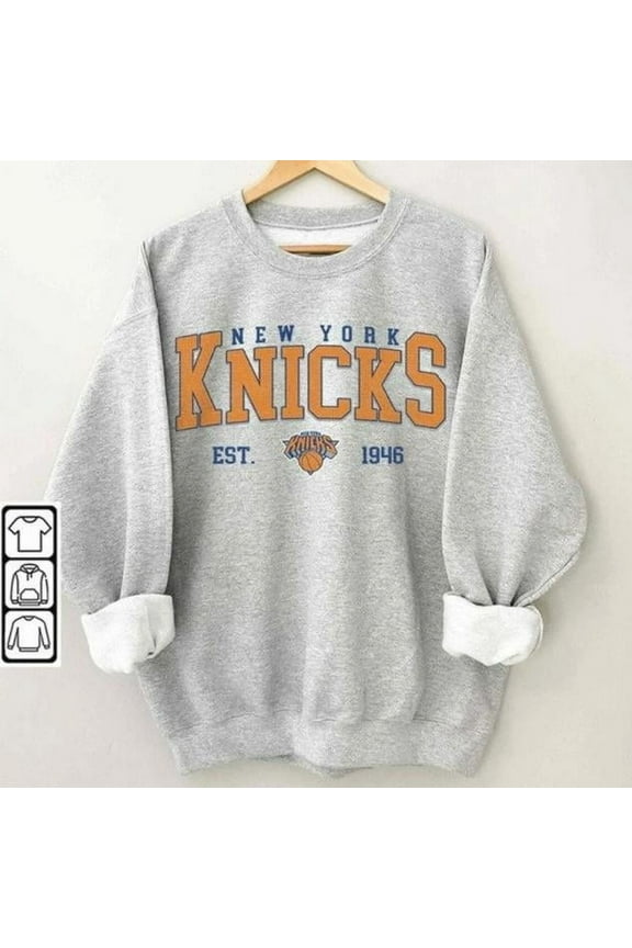 Vintage 90s New York Knicks . Crewneck Retro Basketball . for Women and Men. Classic Knicks NewChapterNSweater Unisex Comfort Sweatshirt, Color: Ash Grey, Size: XL