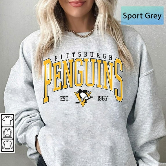 Vintage 90s Pittsburgh Hockey Sweatshirt, Penguins Hockey Shirt Gift For Fan,Sand Color,Size XL