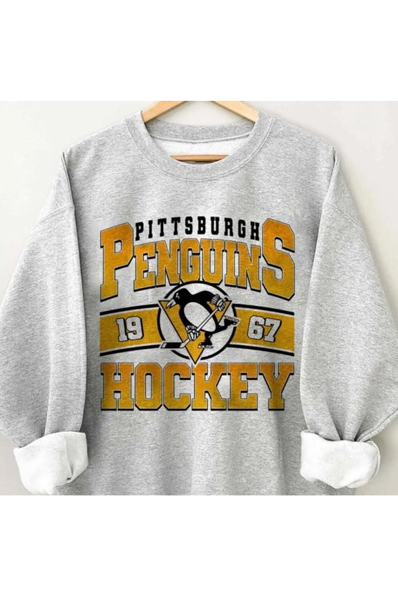 Vintage 90s Pittsburgh Hockey Sweatshirt, Penguins Shirt, Hockey Fan Shirt, Retro Pittsburgh Ice Hockey Tee