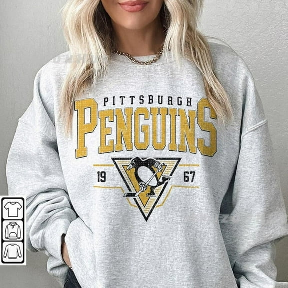 Vintage 90s Pittsburgh Sweatshirt, Crewneck Penguins Shirt, Jersey Hockey Gift
