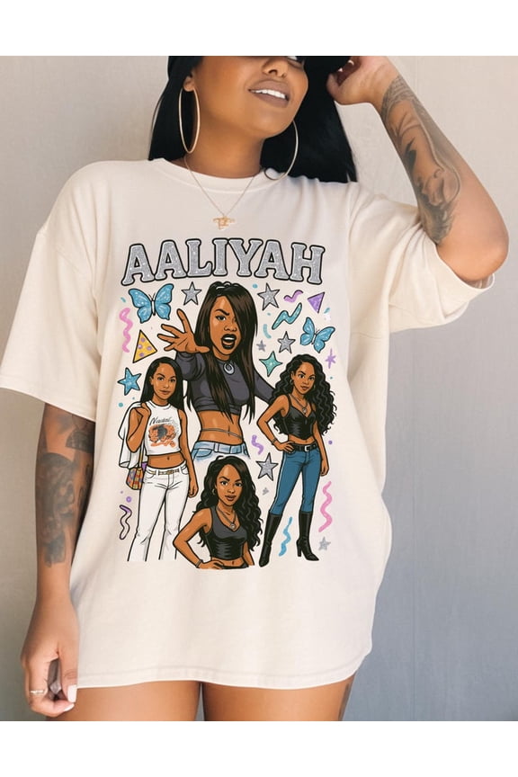 Vintage 90s R&B Inspired Retro Graphic Aaliyah Shirt, Streetwear Music Theme Throwback Style Tee Comfort Colors Unisex Cotton T-Shirt, Size S-3XL