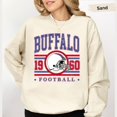 thumbnail image 1 of Vintage 90s Style Buffalo Football Sweatshirt, Buffalo Football Sweatshirt, New York Football Fan Gift, Game Day Shirt, Sunday Football,Sand Color,Size XL, 1 of 5