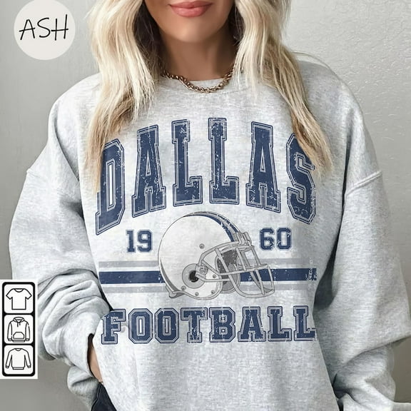 Vintage 90s Style Dallas Football Sweatshirt, Trendy Dallas Football Fan Gift,Ash Color,Size M