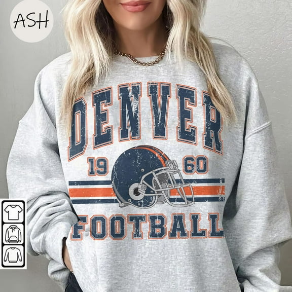 Vintage 90s Style Denver Football Sweatshirt, Game Day Shirt,Ash Color,Size M