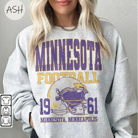 Vintage 90s Style Minnesota Football Shirt, Vintage Vikes Shirt,Vintage Minnesota Crewneck,Minnesota Fan Gift ,Ash Color,Size L