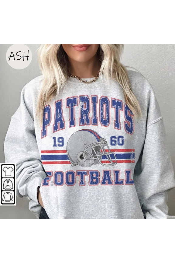 Vintage 90s Style New England Football Sweatshirt, Retro Game Day Crewneck, Patriot State Unisex Fan Shirt, Classic Sports Gift Pullover,Ash Grey Color,Size M