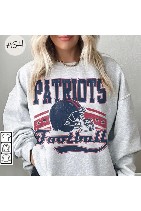 Vintage 90s StyleNew England Football Vintage Patriot Sweatshirt, Vintage New England Fan Gift Crewneck Fans Gift,Ash Color,Size XL
