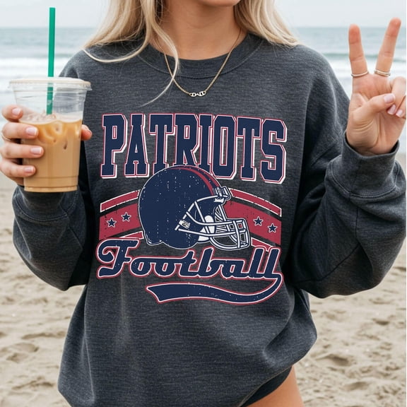 Vintage 90s StyleNew England Football Vintage Patriot Sweatshirt, Vintage New England Fan Gift Crewneck Fans Gift,DarkHeather Color,Size 2XL