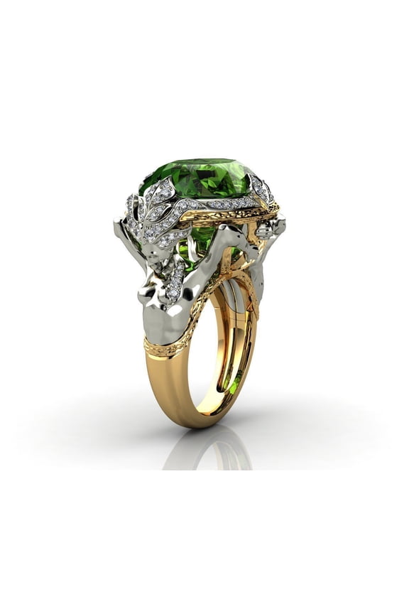 Vintage 925 Sterling Silver Emerald Ring Cocktail Rings Oval Cut Green Gem Cubic Zirconia Anniversary Promise Ring Eternity Engagement Wedding Band Ring for Women