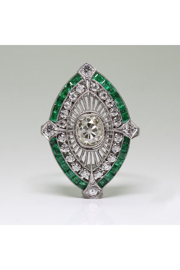 Vintage 925 Sterling Silver Emerald Ring Cocktail Rings Oval Cut Green Gem Cubic Zirconia Anniversary Promise Ring Eternity Engagement Wedding Band Ring for Women