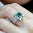 thumbnail image 1 of Vintage 925 Sterling Silver Emerald Ring Cocktail Rings Square Cut Green Gem Cubic Zirconia Anniversary Promise Ring  Eternity Engagement Wedding Band Ring for Women, 1 of 5