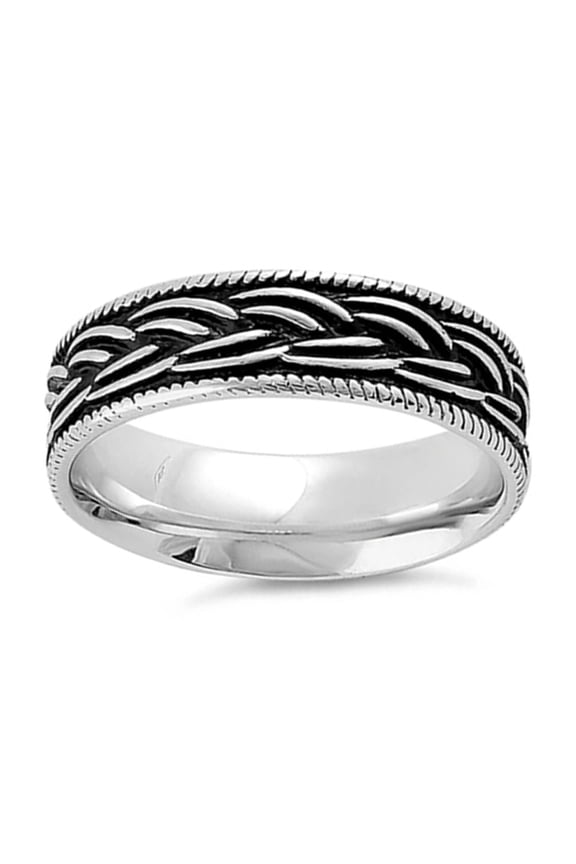 Vintage 925 Sterling Silver Oxidized Platinum Plated Oxidized Women Gift Ring Jewelry