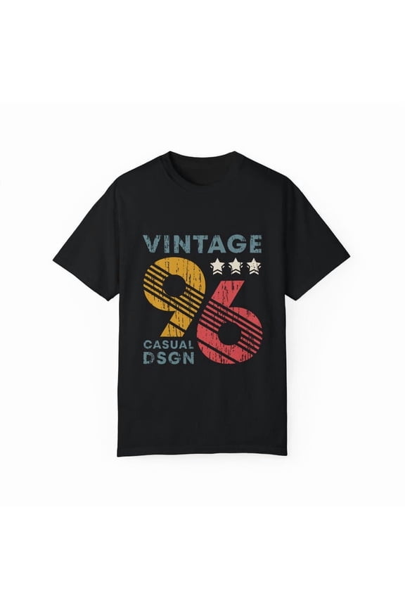 Vintage 96 Retro Tee, Distressed Graphic Casual T-Shirt for Men & Women