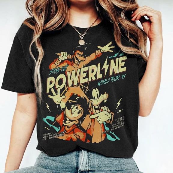 Vintage A Goofy Movie Powerline Stand Out World Tour T-Shirt, Family Matching Tee, Magic Kingdom WDW Birthday 2026 Gift Multi