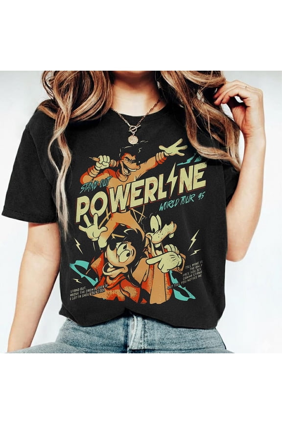 Vintage A Goofy Movie Powerline Stand Out World Tour T-Shirt, Family Matching Tee, Magic Kingdom WDW Birthday 2026 Gift Multi