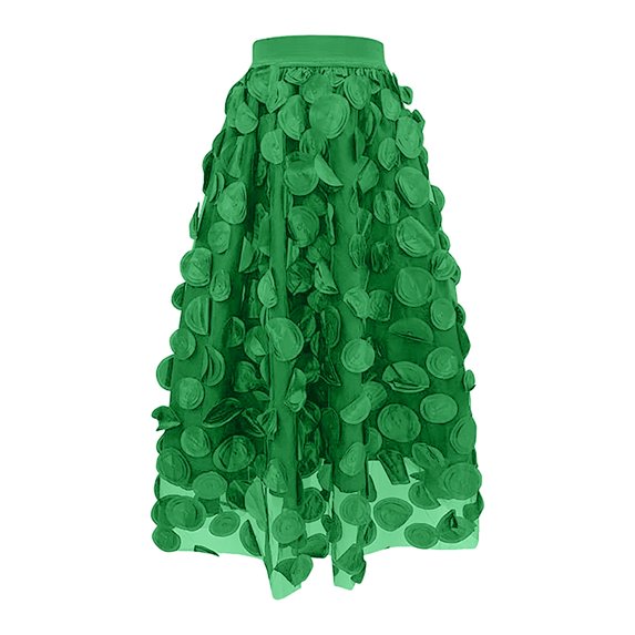 Vintage A Line Skirt Half Length Skirt Women's 3D Polka Dotted Yarn Skirt High Waist GN1 L